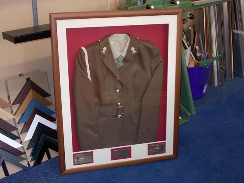 Military Tunic in a extra deep rebate box frame.