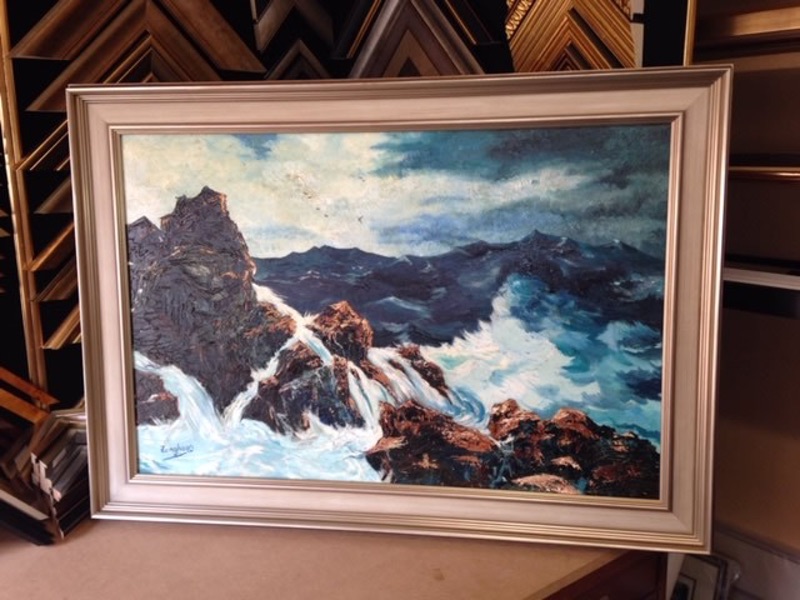 Original 1950s oil painting restored and framed in a hand finished moulding