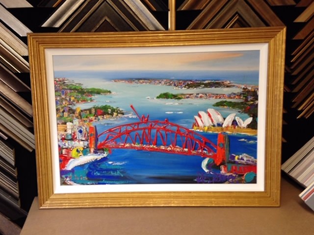 Sydney Harbour Bridge and Opera House original oil painting by Des Spencer from Port Douglas, Queensland, Australia.