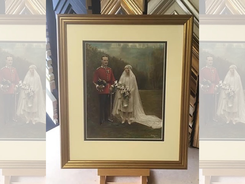 1920s Wedding Portrait framed with a hand finished gilt frame.